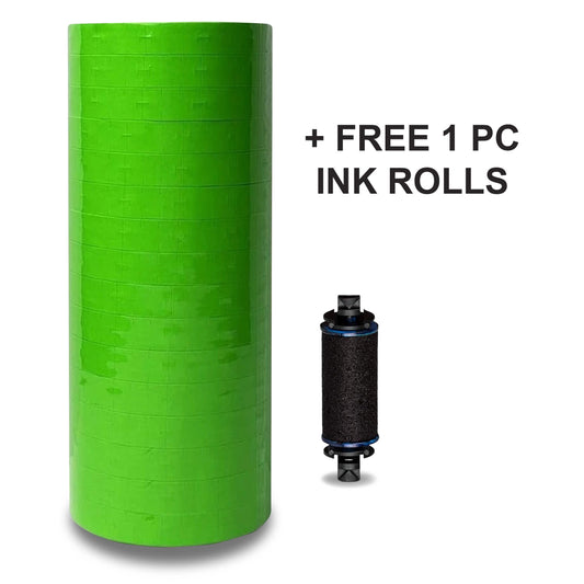 17,000 Green Price Labels (16 Rolls) for Monarch 1110, 1105, 1107 +FREE Ink Roll