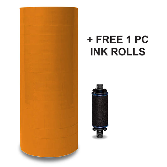 17,000 Orange Price Labels (16 Rolls) for Monarch 1110, 1105, 1107 +FREE Ink Roll