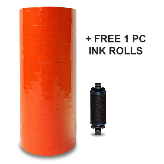 17,000 Red Price Labels (16 Rolls) for Monarch 1110, 1105, 1107 +FREE Ink Roll