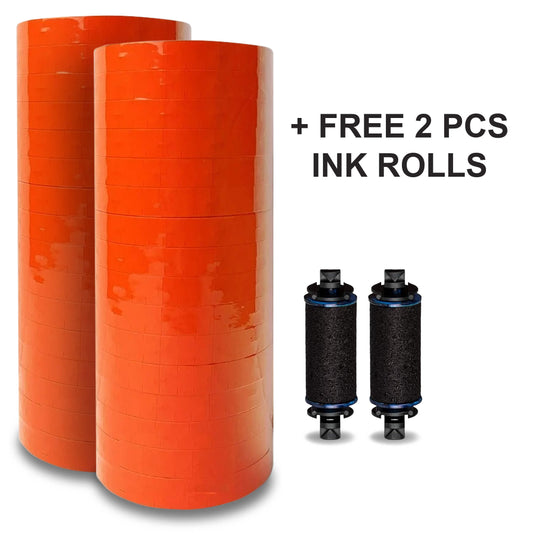 2 Sleeves Red Label for Monarch Pricing Labeler 1110, 1105, 1107 = 32 Rolls + Ink