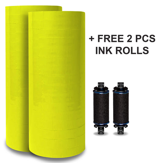 2 Sleeves Yellow Label for Monarch Pricing Labeler 1110, 1105, 1107 = 32 Rolls + Ink
